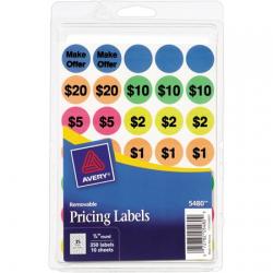 Avery Preprinted Removable Garage Sale Labels, 0.75 Inches, Round, Pack of 350