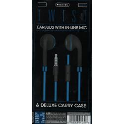 Assorted Sentry Twist Earbuds w/ Inline Mic 3.5mm Aux Connector and Carrying Case