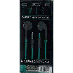 Assorted Sentry Twist Earbuds w/ Inline Mic 3.5mm Aux Connector and Carrying Case