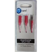 onn. 3.5mm Audio Jack Y Splitter - Pink