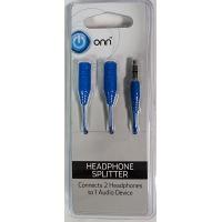 onn. 3.5mm Audio Jack Y Splitter - Blue