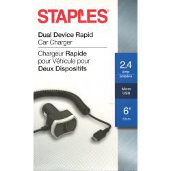 Staples 2.4A Dual Device Car Charger