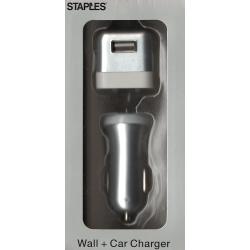 Staples Car Charger + Wall Charger Value Pack