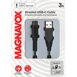 MAGNAVOX 3 Foot Fabric USB Type C to USB Cable