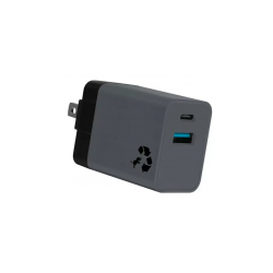 Nimble Eco-Friendly WALLY Mini 20W USB Type C Dual Wall Charger, Gray