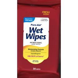 Pure-Aid Antibacterial Hand Wipes, 30ct