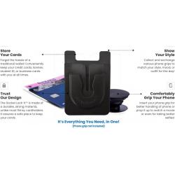 Lock-It Black Cardholder Wallet and Phone Grip Holder Phone Accessory